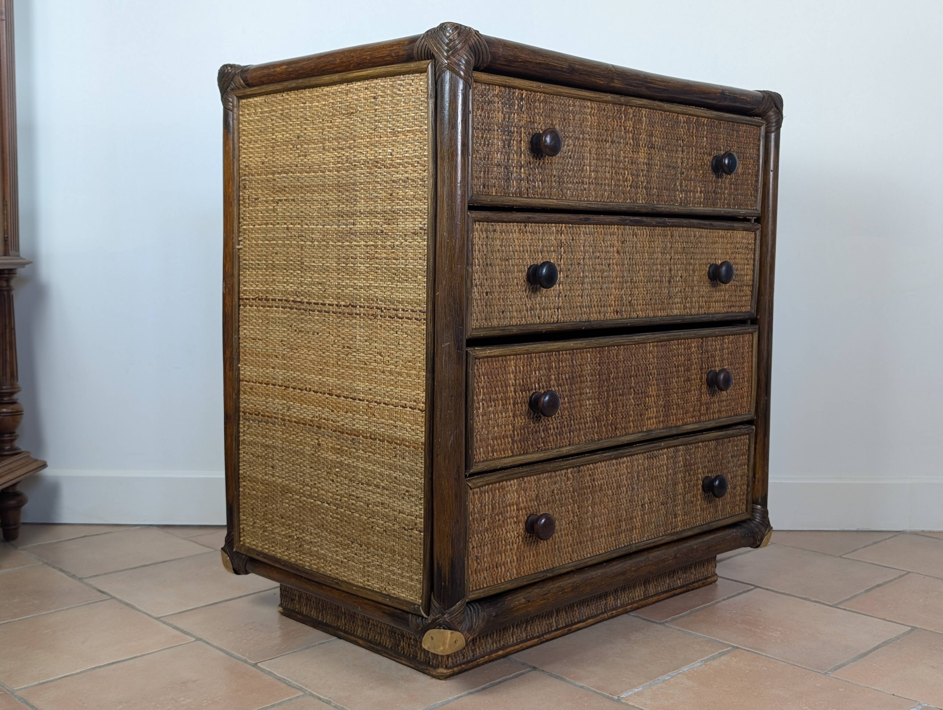 Commode bambou et rotin