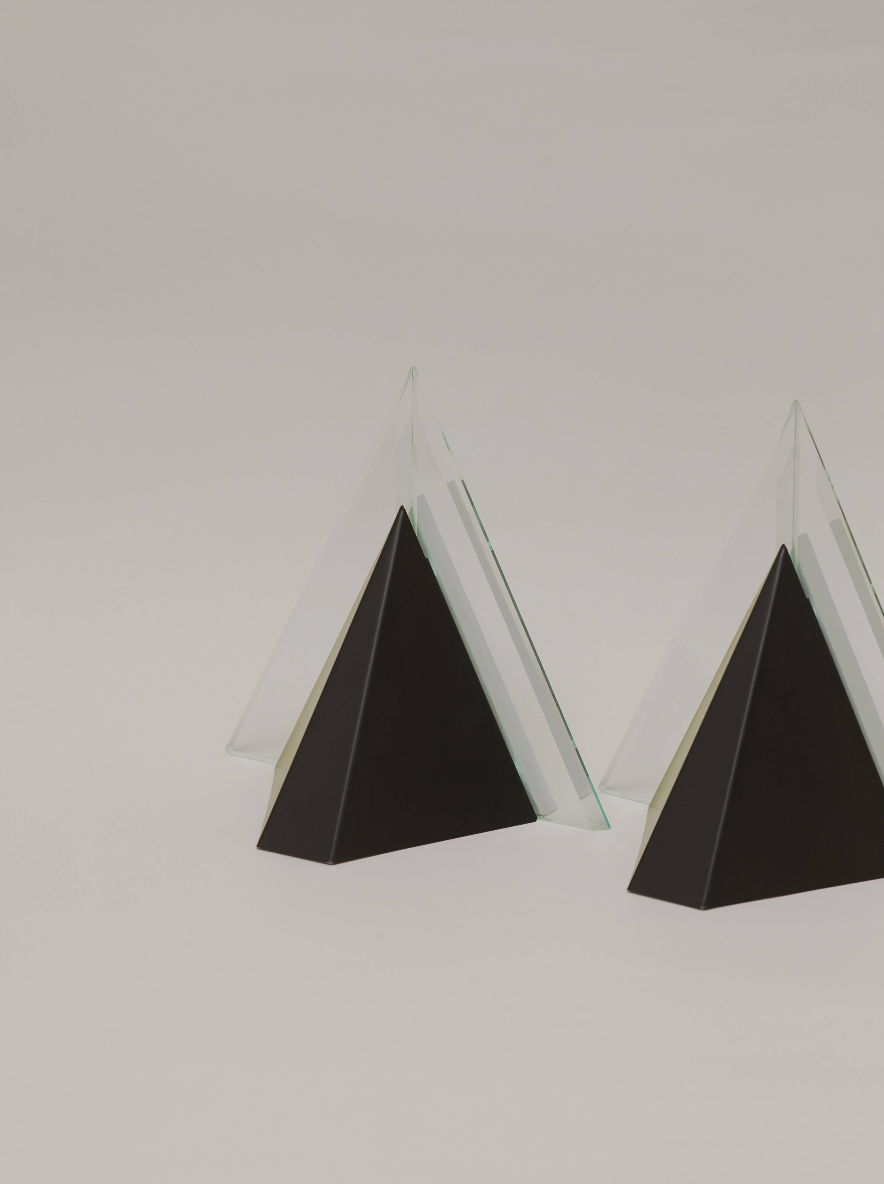 Pair of Postmodern Memphis Metal and Lucite Diamond Sconces Circa 1980