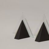 Pair of Postmodern Memphis Metal and Lucite Diamond Sconces Circa 1980