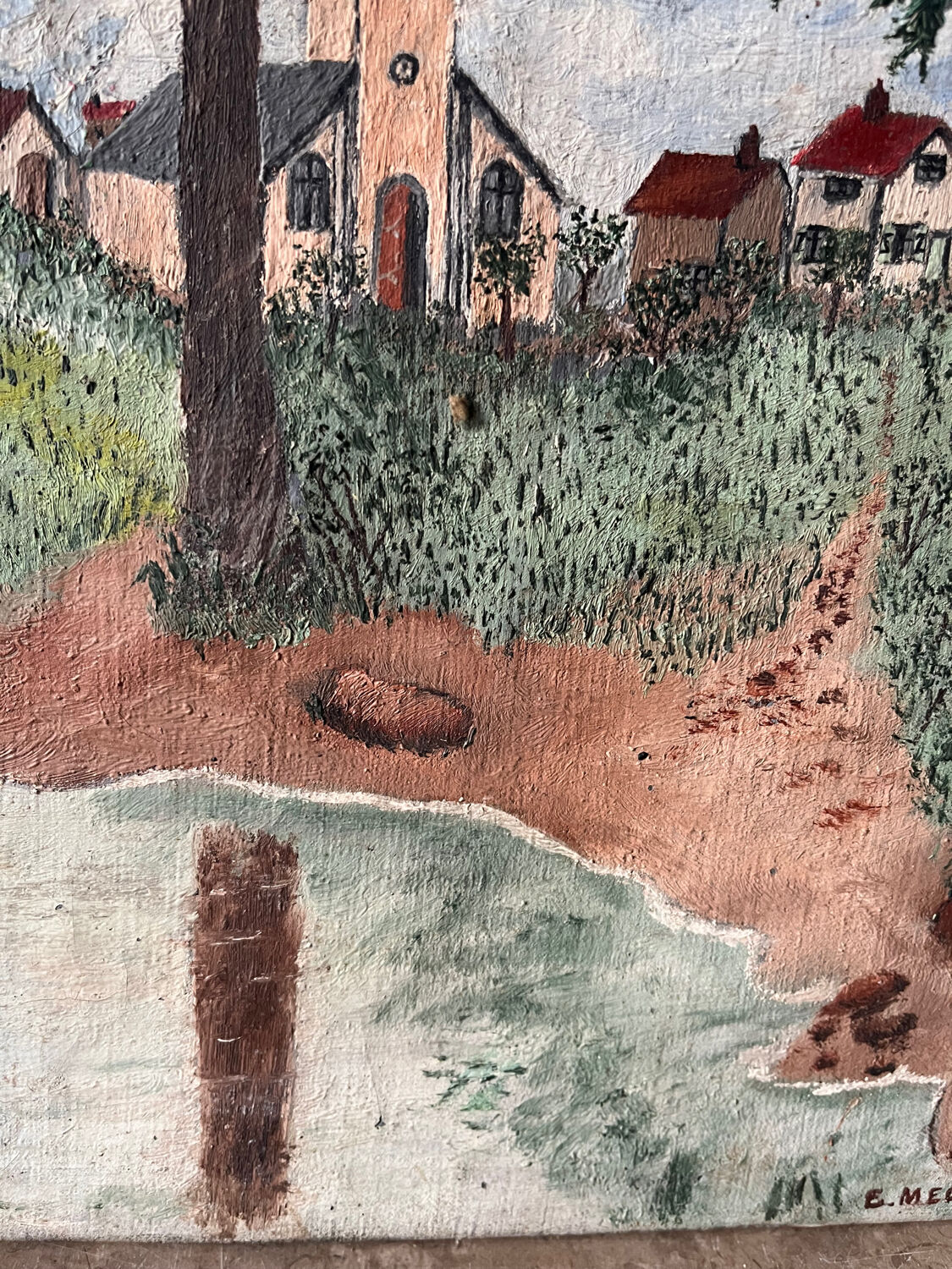 Countryside scene with horses, signed