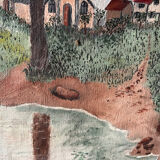 Countryside scene with horses, signed