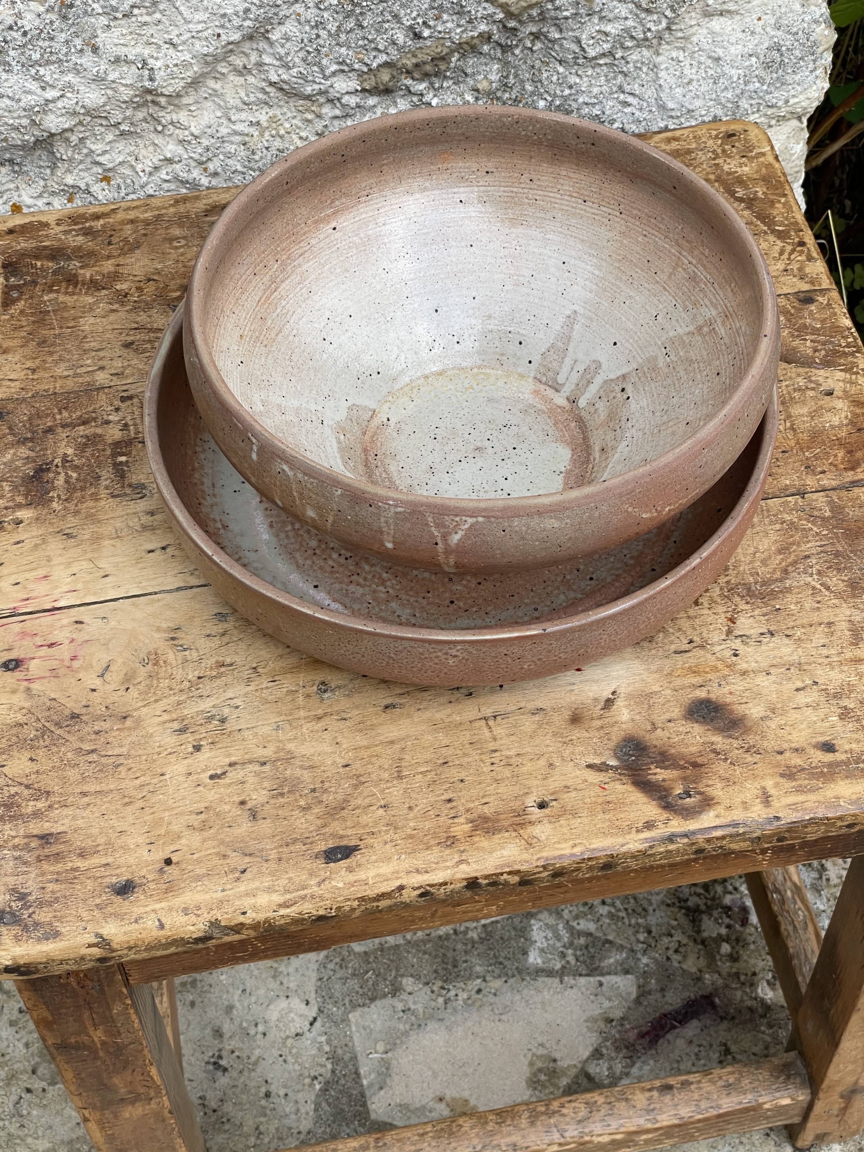 Sandstone jar and large dish