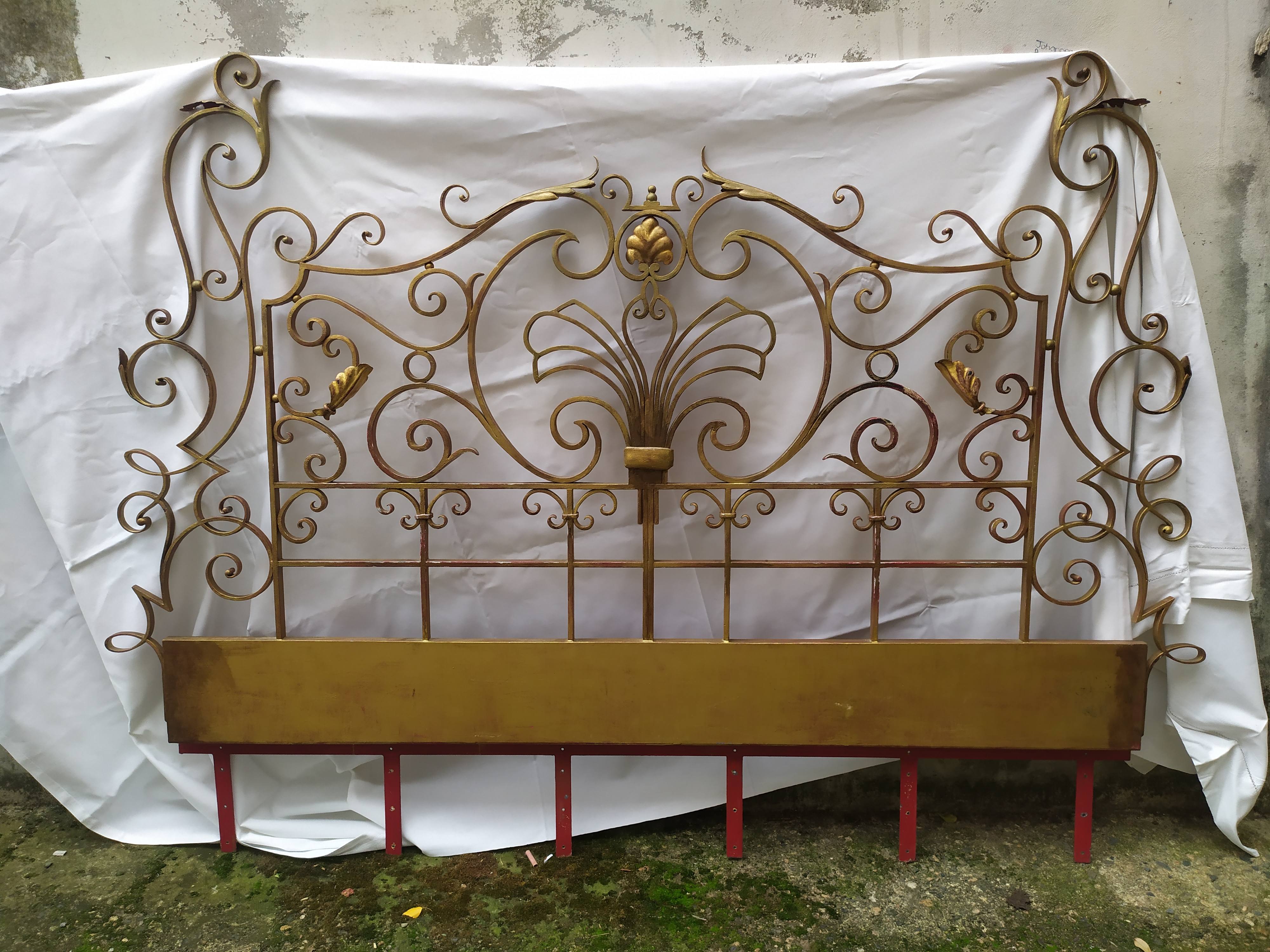 Golden wrought iron bedhead
