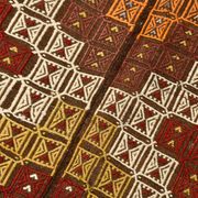Red Yellow Tribal Pattern Kilim Rug, 145x282Cm