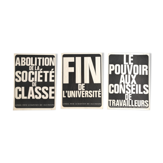 3 affiches originales de Mai 68 Conseil du maintien des occupations Internationale situationniste