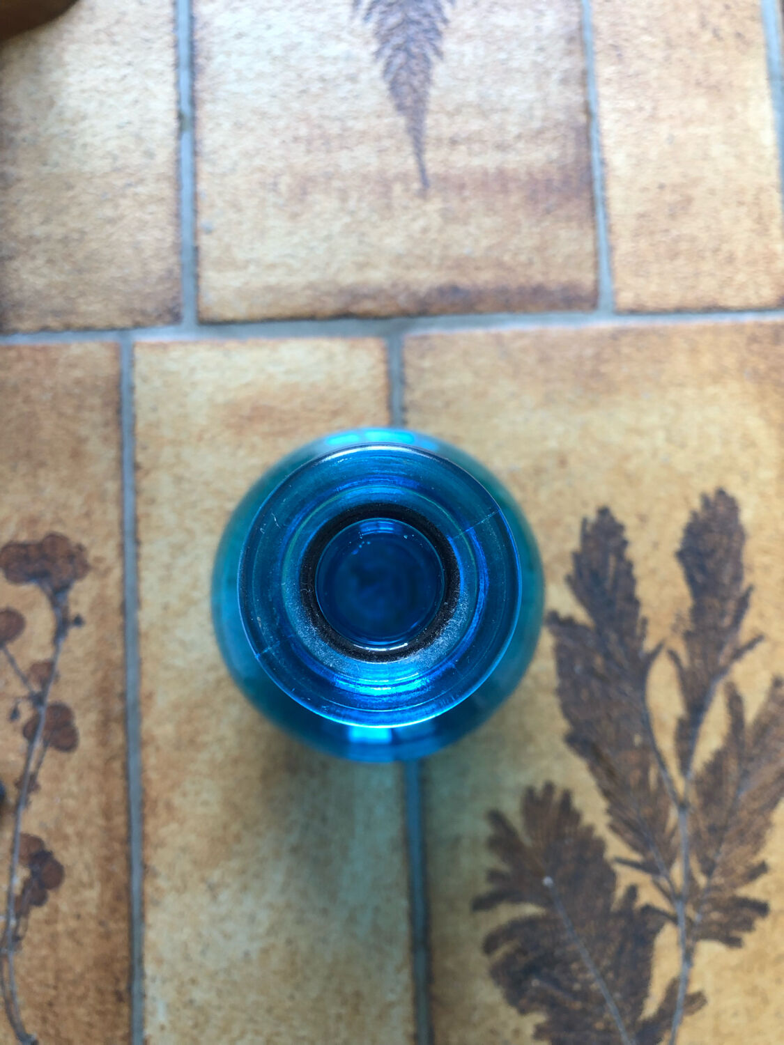 Vintage glass decanter space age turquoise