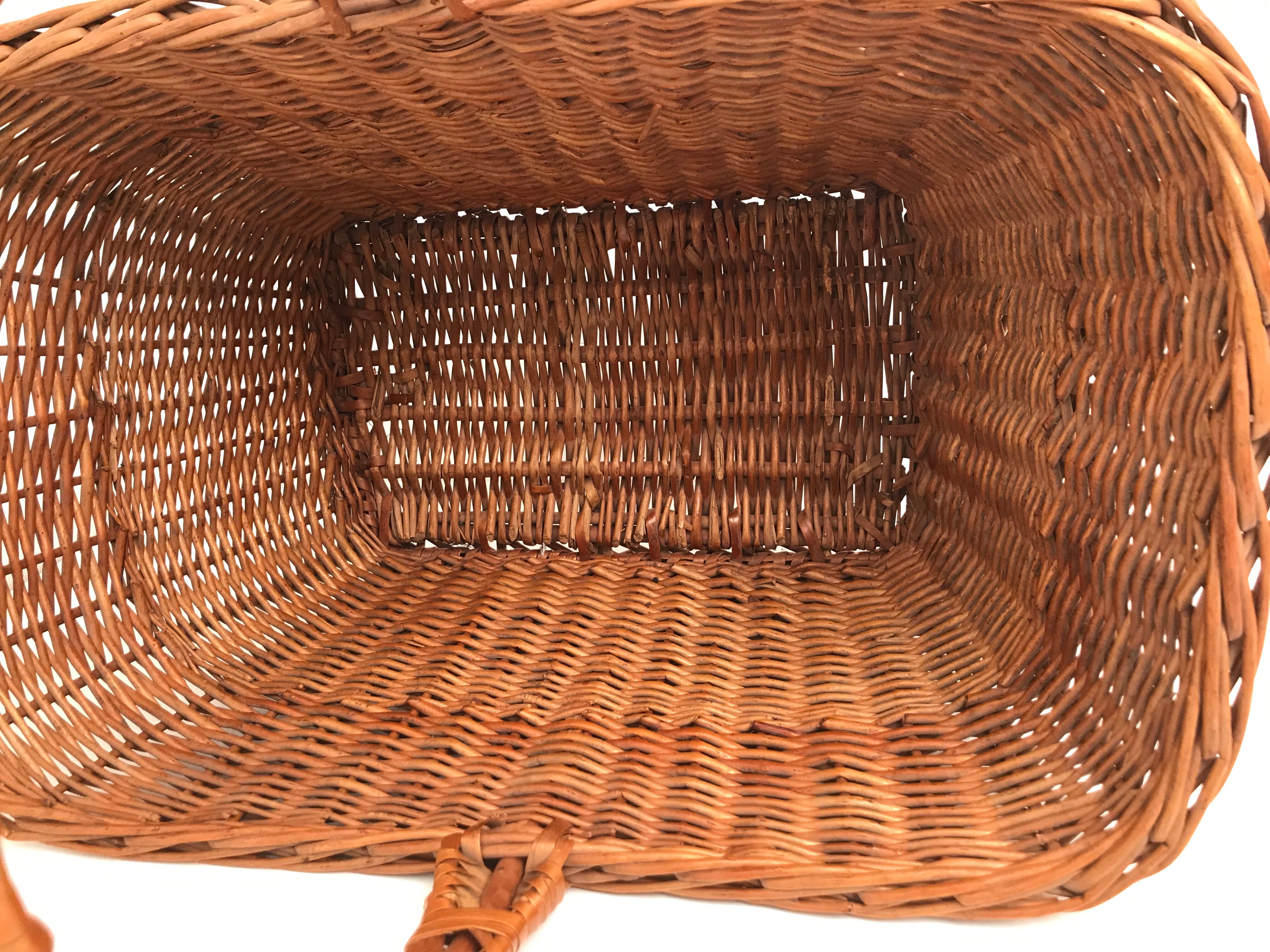 Vintage rattan wicker market basket