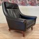 Scandinavian design armchair Aage Christiansen black leather 1950.