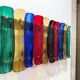 Applique murale en verre de Murano coloré, par J. T. Kalmar, Vienne, Autriche, années 1960. 10 plaques de verre à surface texturée, de couleurs variées avec des reflets irisés.