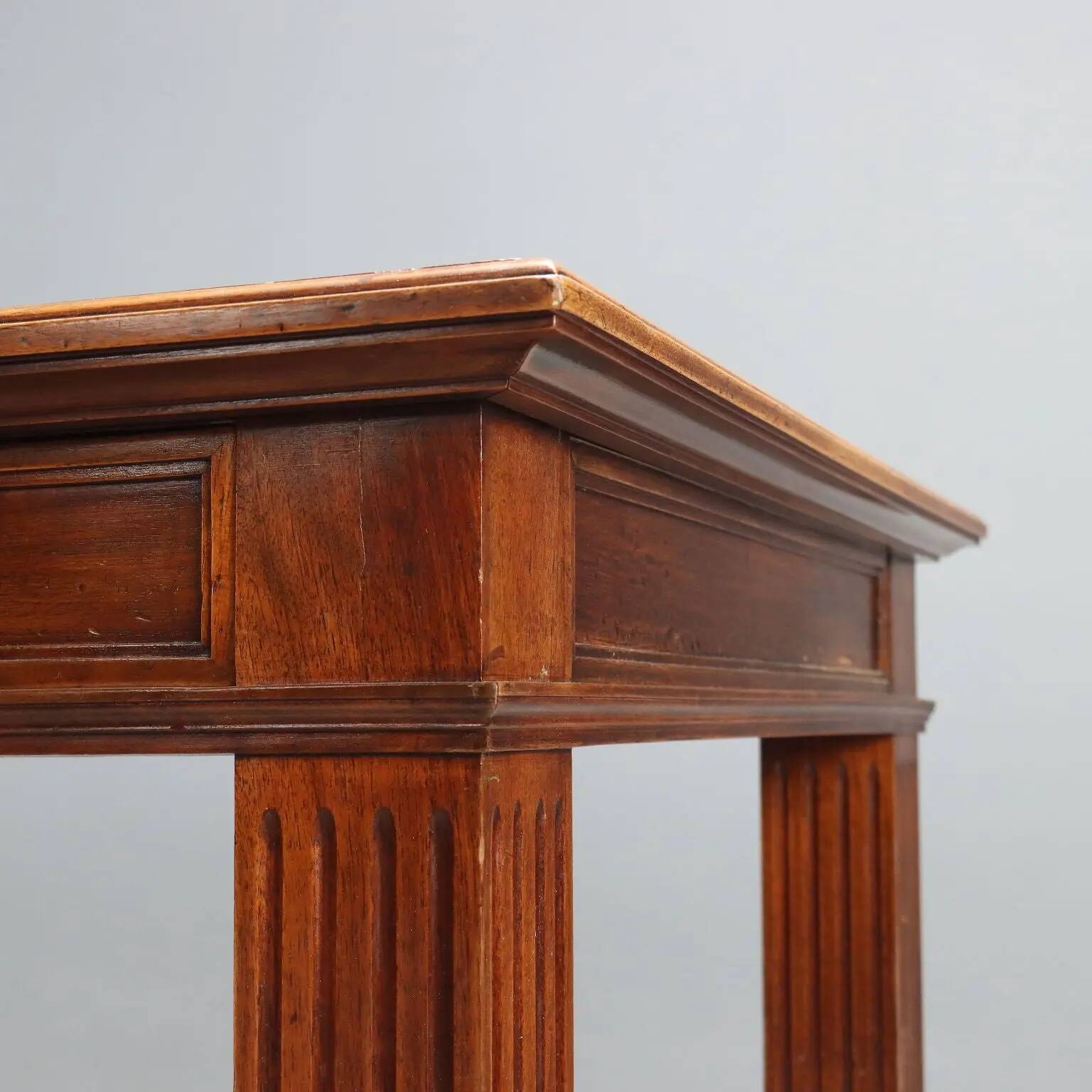 Antique walnut desk with brown leather, Italy, 19th century