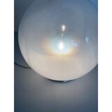 Contemporary scenographic murano vanished-white murano glass table lamp in 70's style