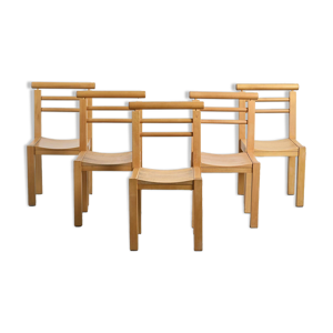 5 chaises en hêtre massif, - travail