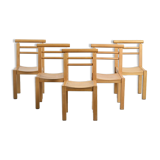 Solid beech chairs with log backs, French work, 1980