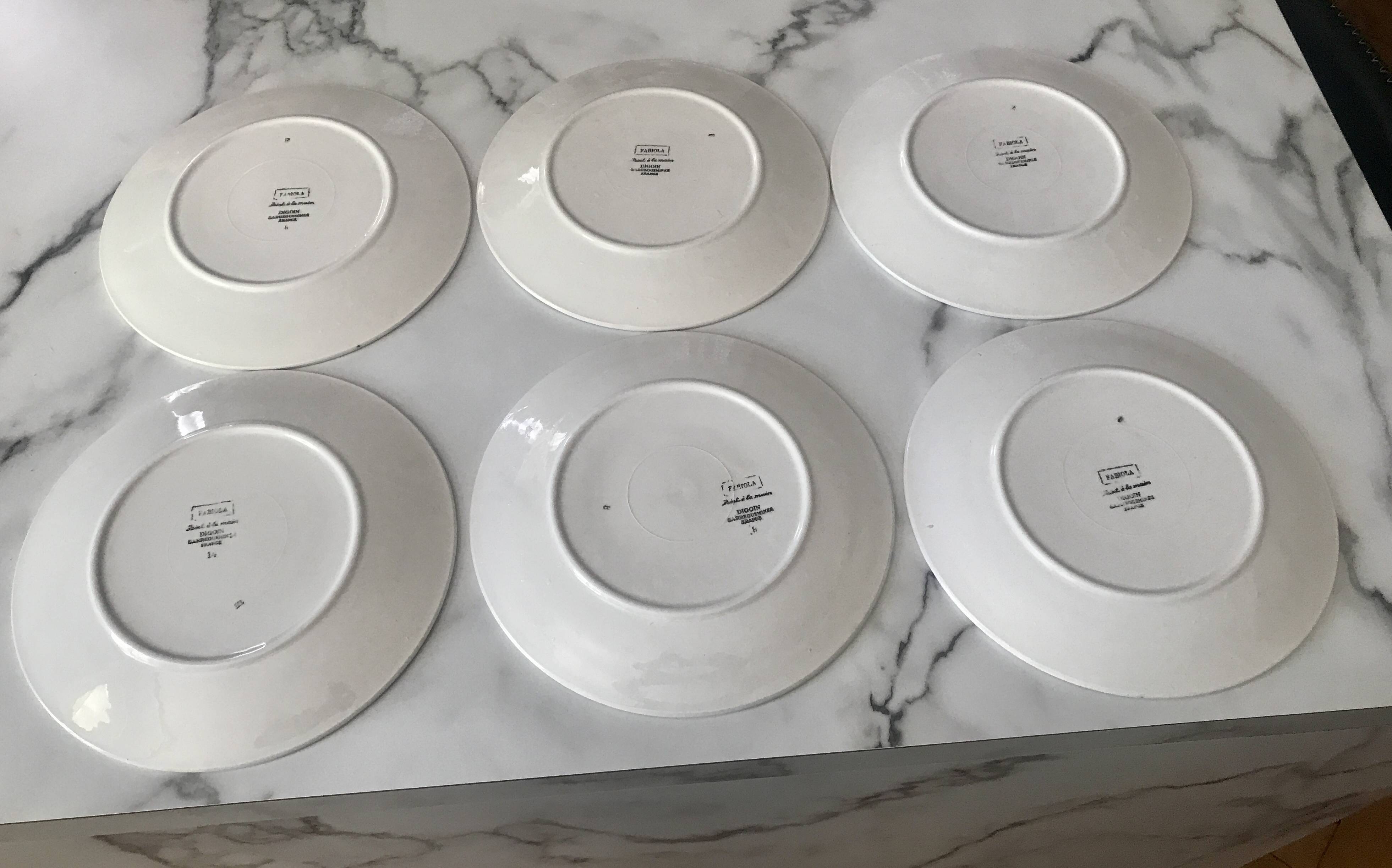 Fabiola Digoin Sarreguemines flat plates from the 50s