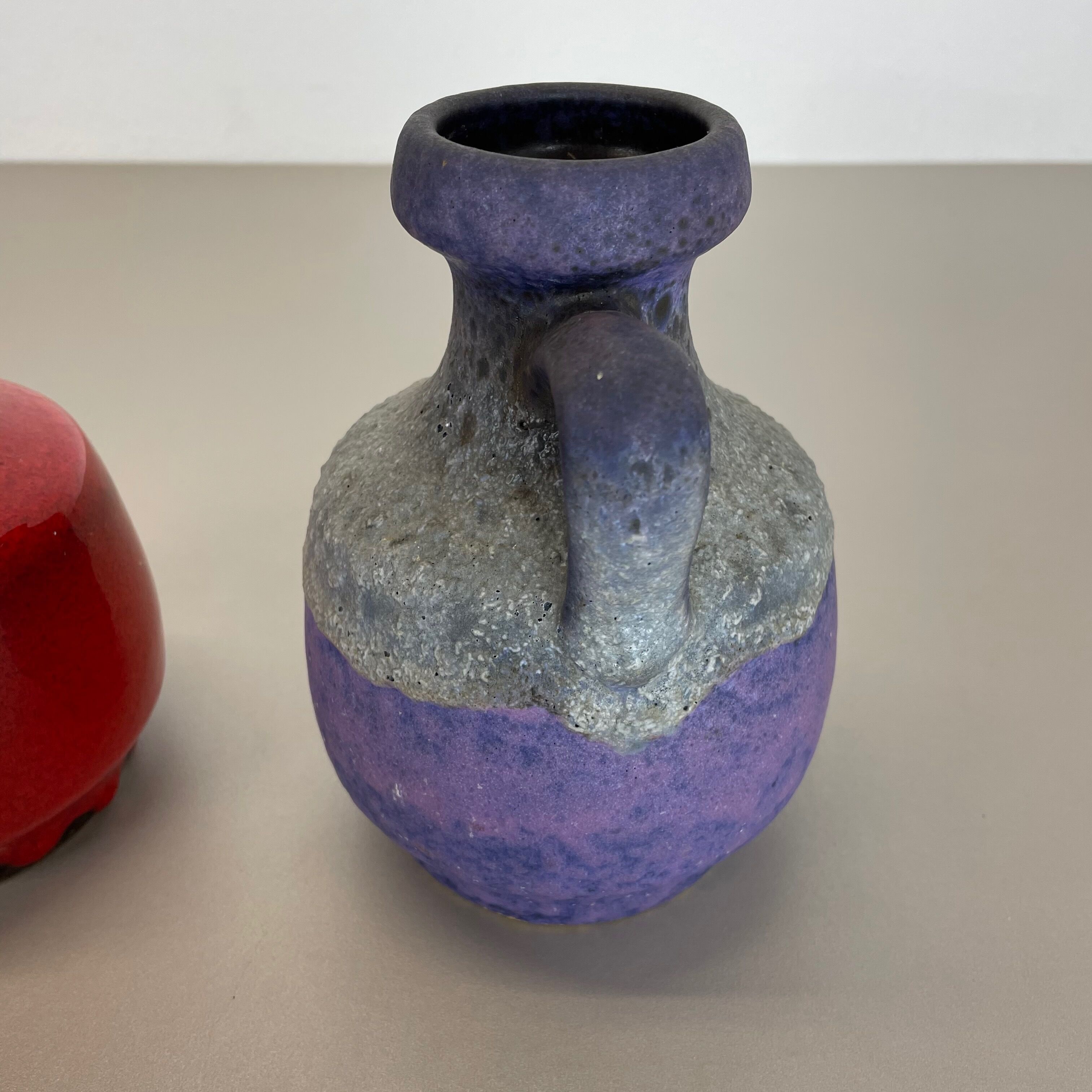 Set of Two Pottery Fat Lava Vases "Purple-Red" by Jopeko, Germany, 1970s