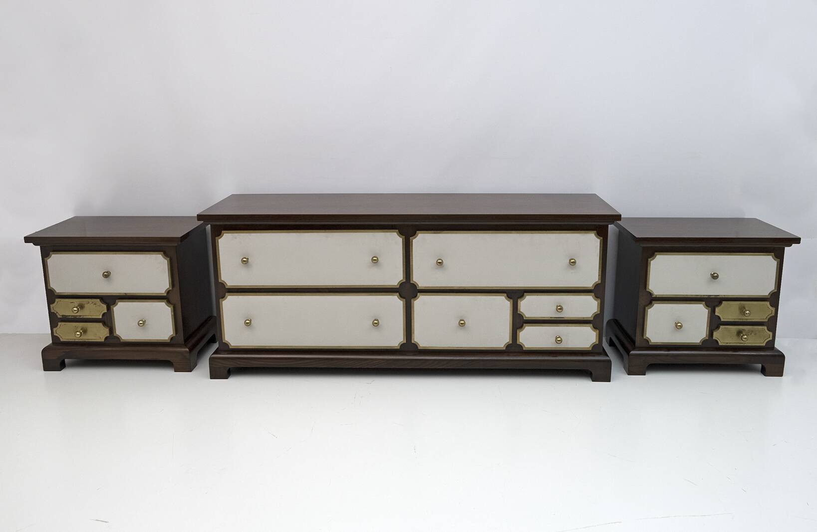 Set of Luciano Frigerio Mid-Century Modern Italian Dresser and Bedside