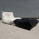 100% authentic Ligne Roset Togo 1-seater + pouf original leather Black & White