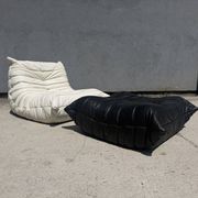 100% authentic Ligne Roset Togo 1-seater + pouf original leather Black & White