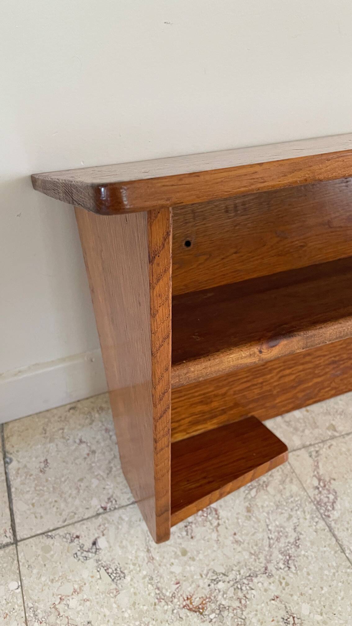 Geometric Wall Shelf Solid Oak Vintage