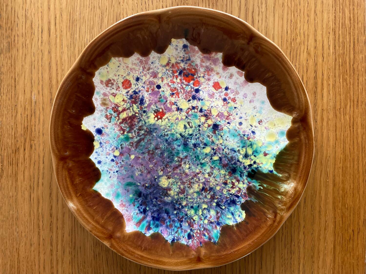 Set of 6 Morvan-signed glazed stoneware dinner plates – ceramics