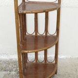 Vintage bamboo and rattan corner shelf 1970