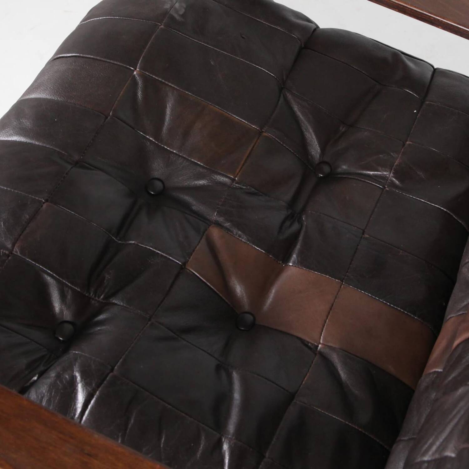 Vintage wooden and leather armchair