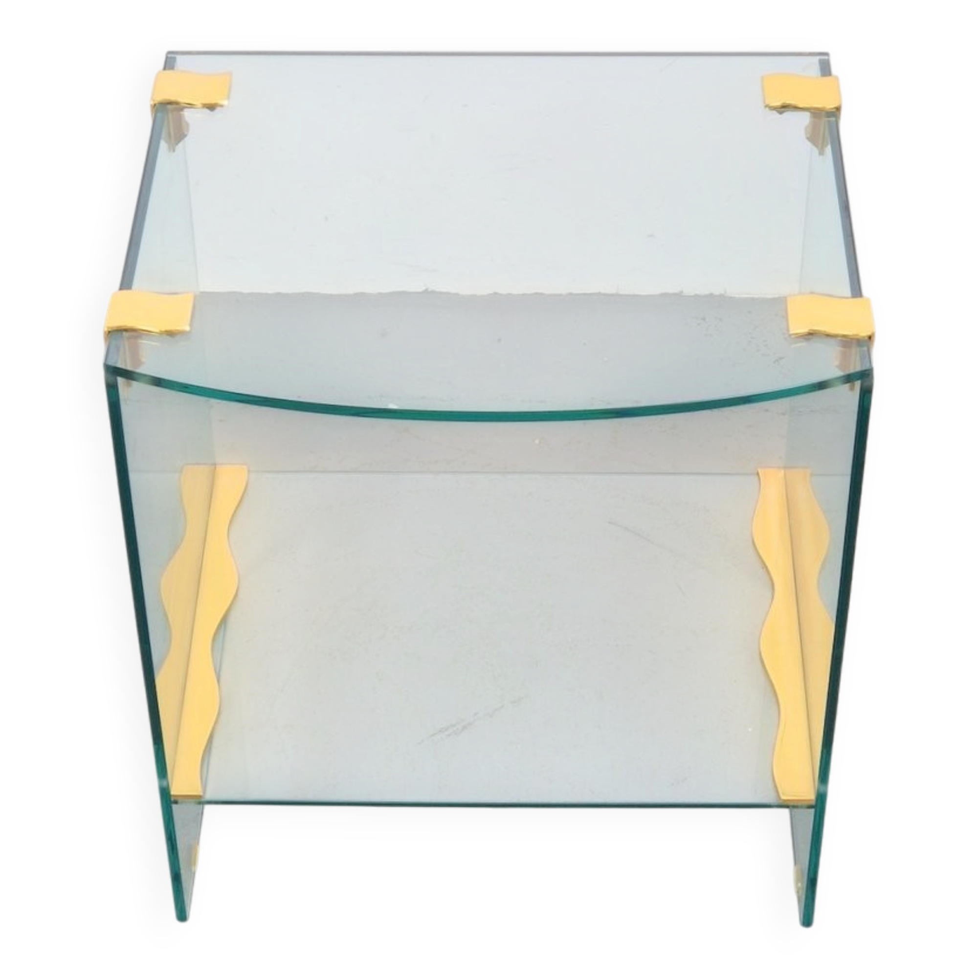Vintage Regency Brass and Glass Side Table, 1970s