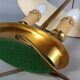 Lampe bouillote style Empire bronze doré abat-jour métal bordeaux C548