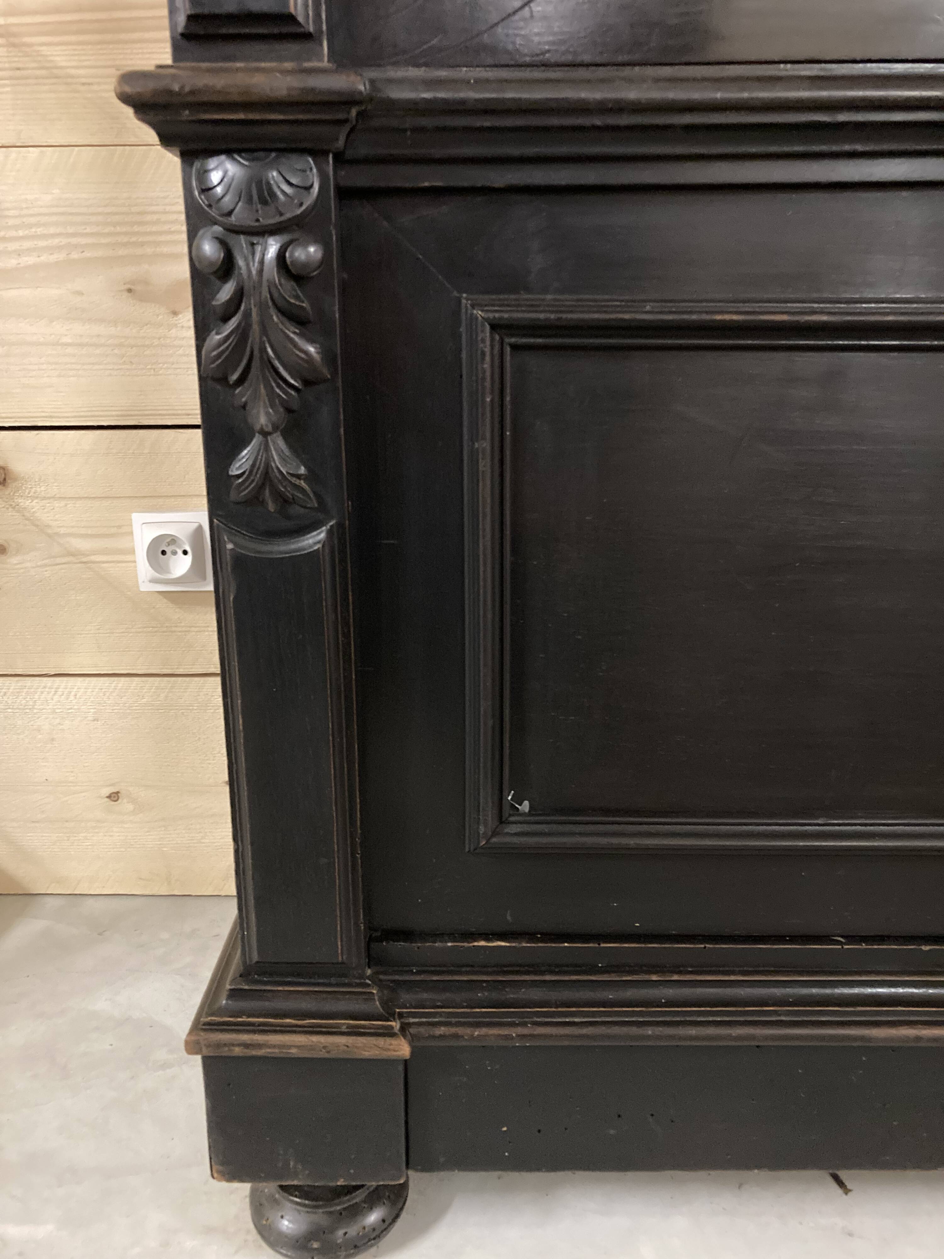 Library from the Napoléon III era in blackened pear wood.