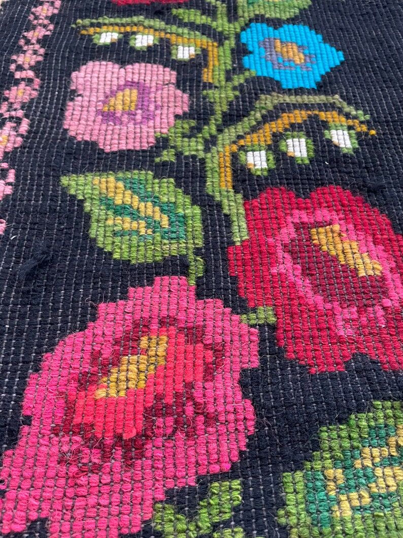 Romanian floral rug with beautiful design made by hand in wool