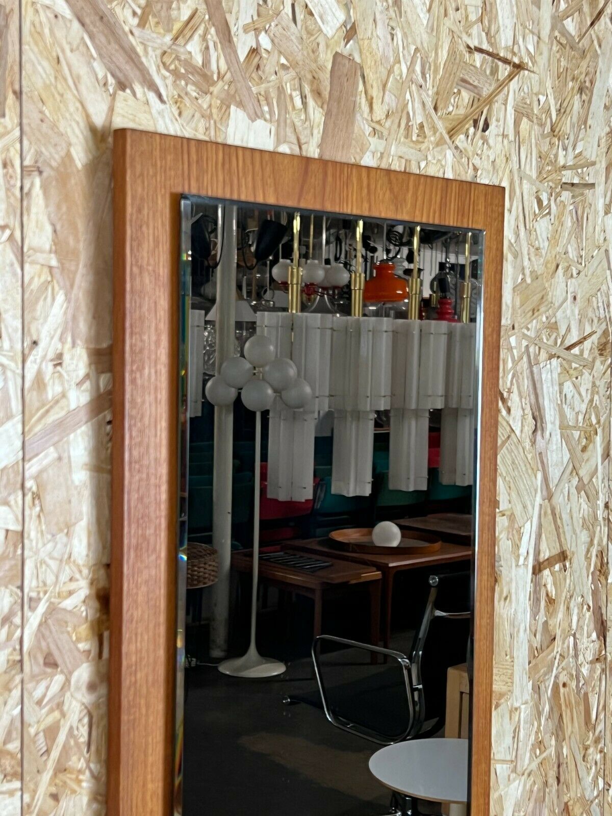 60s 70s teak mirror 77x37cm