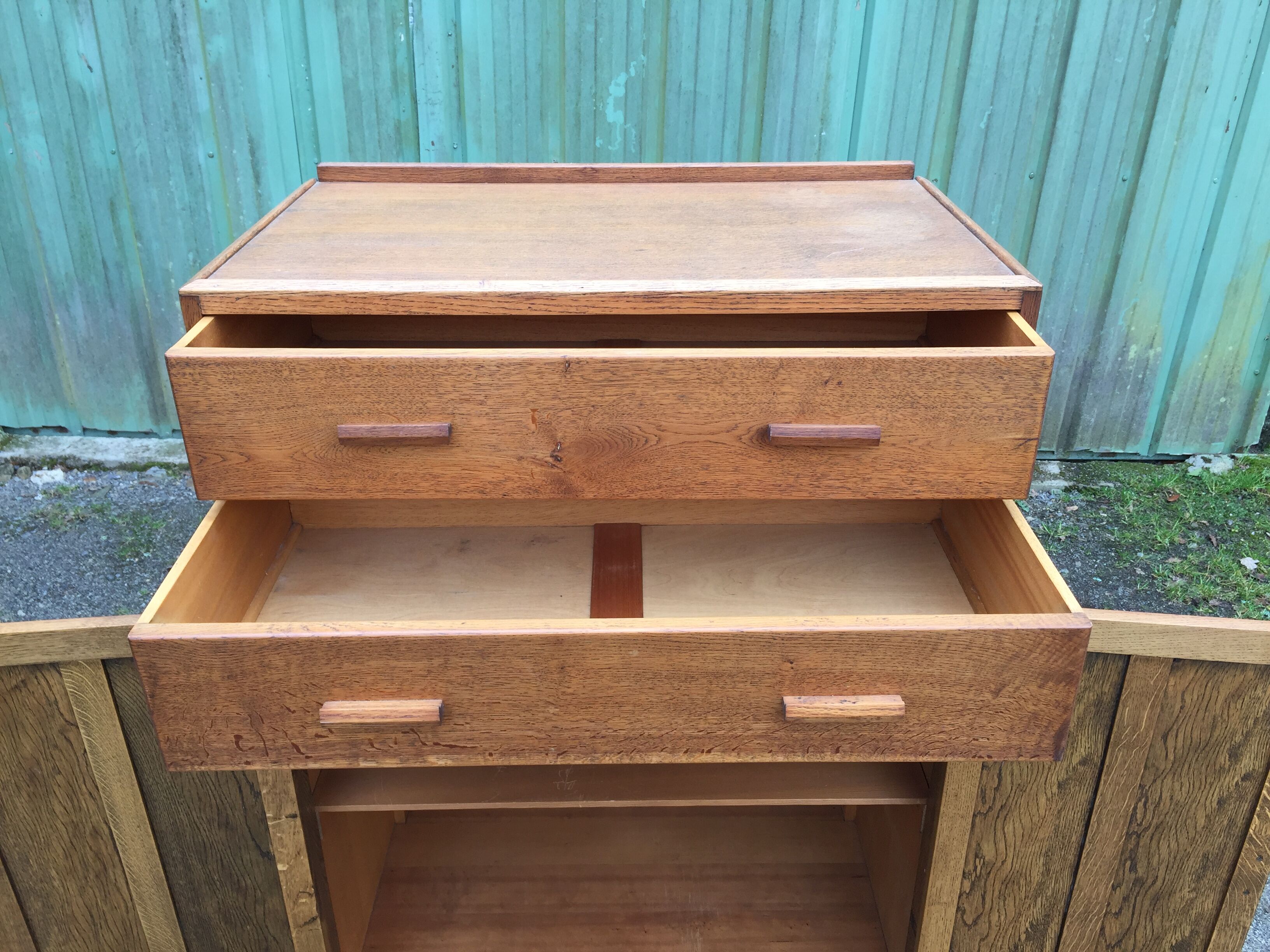 Vintage wardrobe said tall boy oak with 2 drawers and 2 doors