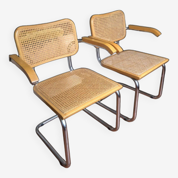 Pair of Cesca B64 armchairs with armrests by Marcel Breuer Design