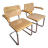 Paires fauteuils Cesca B64 avec accoudoirs par Marcel Breuer Design