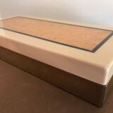Rectangular mother-of-pearl and brass storage box 1970