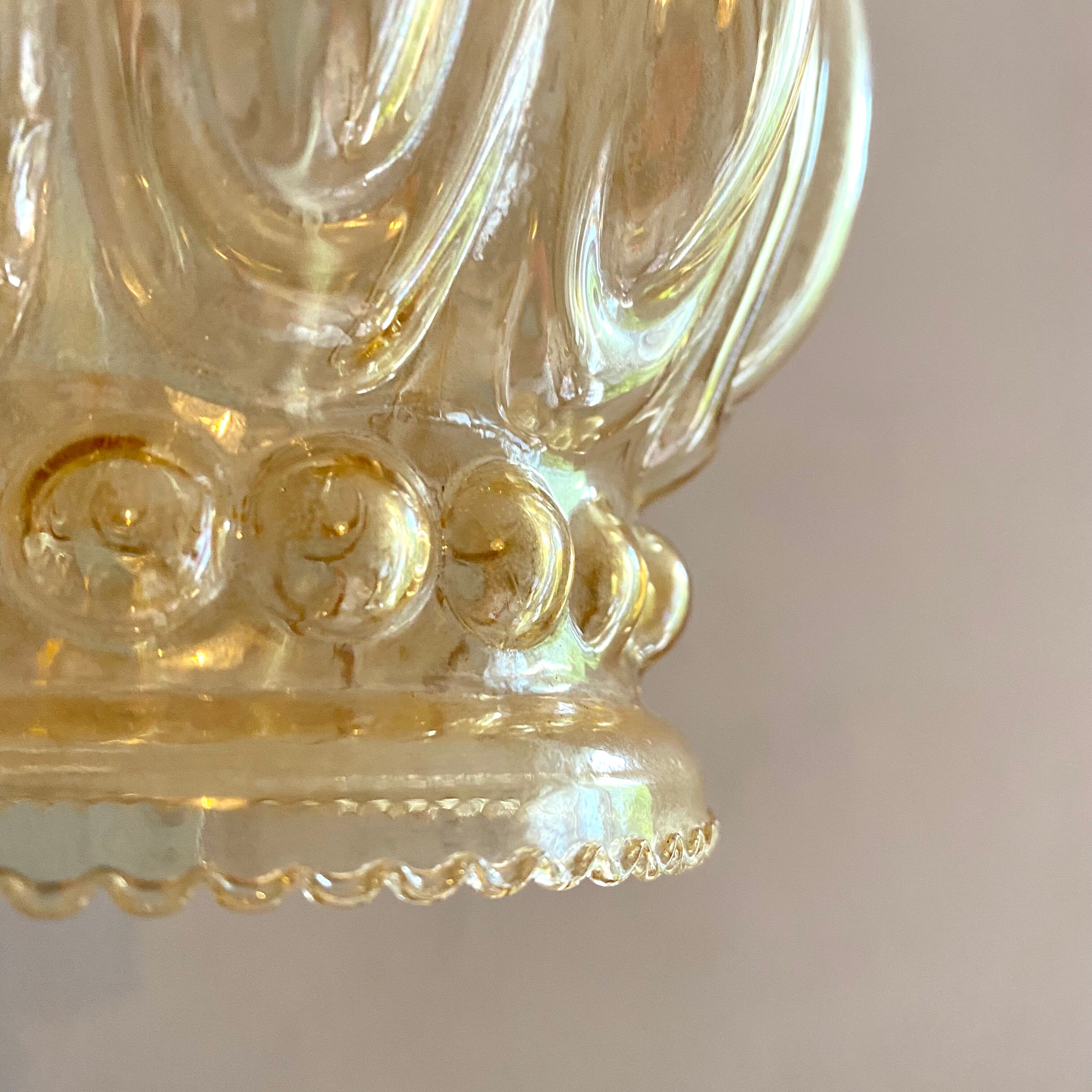 Vintage bubble amber glass pendant lamp