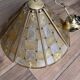 Lustre luminaire nacre vitrail laiton vintage