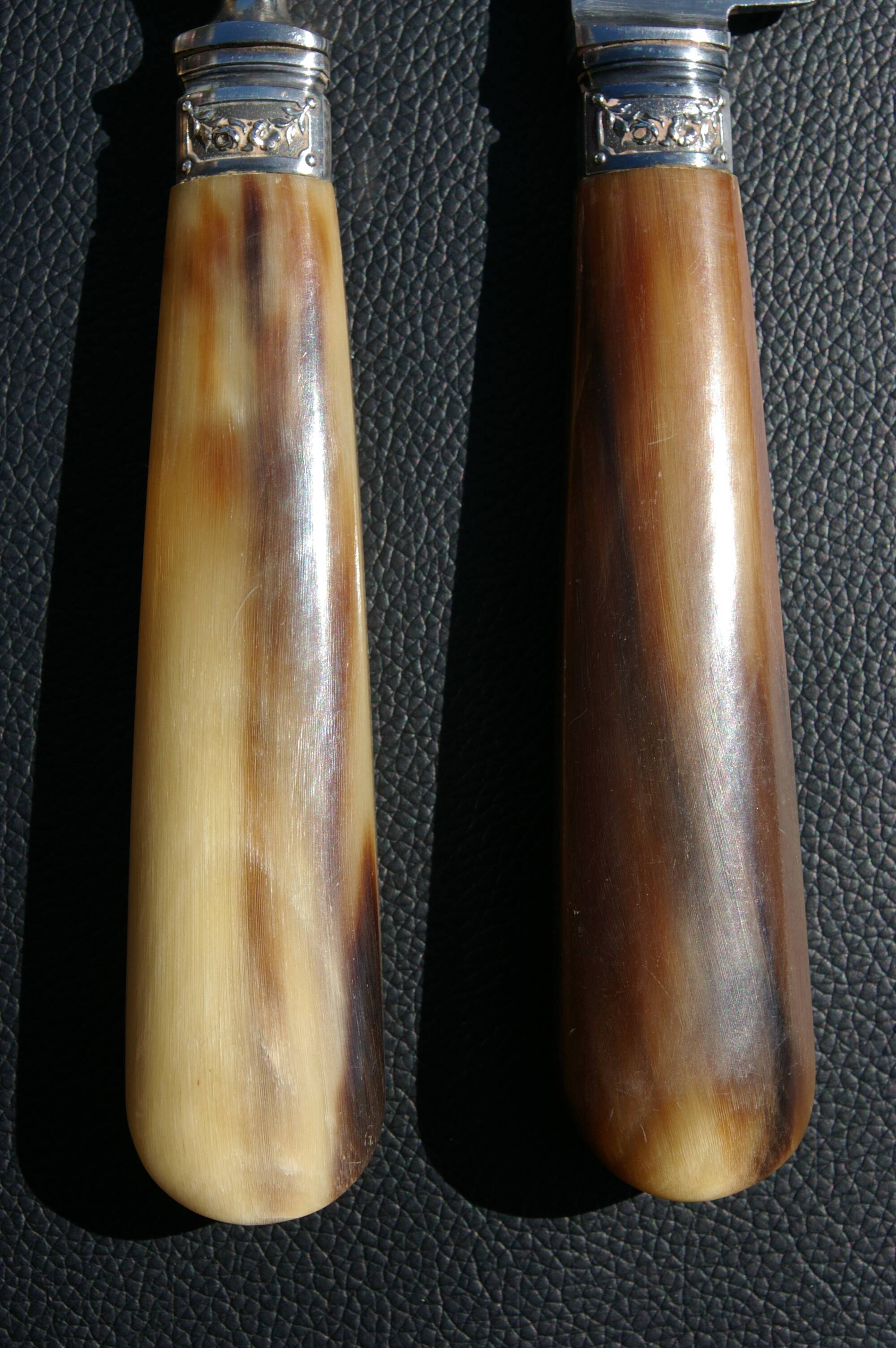 Carving Set + Salad Server Horn and Stainless Steel