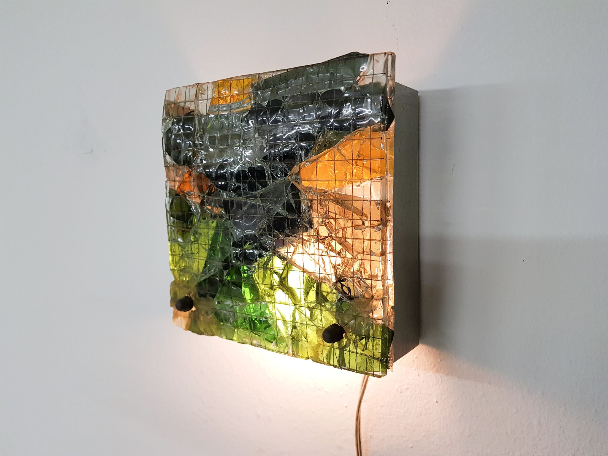 Brutalist glass wall light, The Netherlands 1970’s