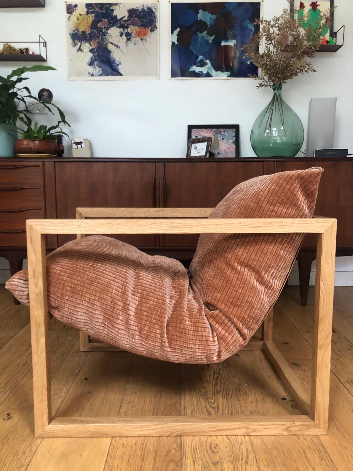 Wood / Velvet Armchair