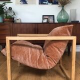 Fauteuil en bois et velours