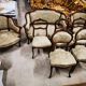 Two-seater bench + two simple armchairs + five Louis XV chairs to be reupholstered