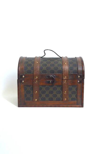 Monogrammed wooden chest