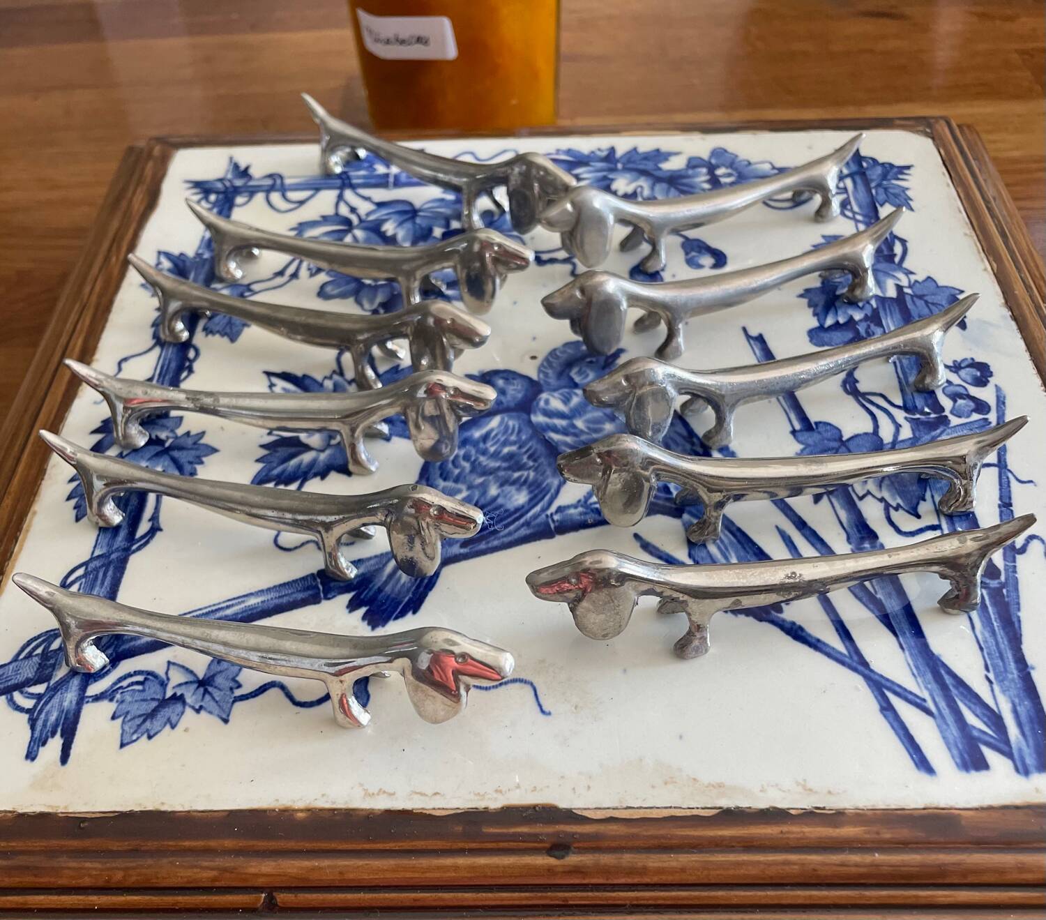 Set of 11 dachshund dog knife holders