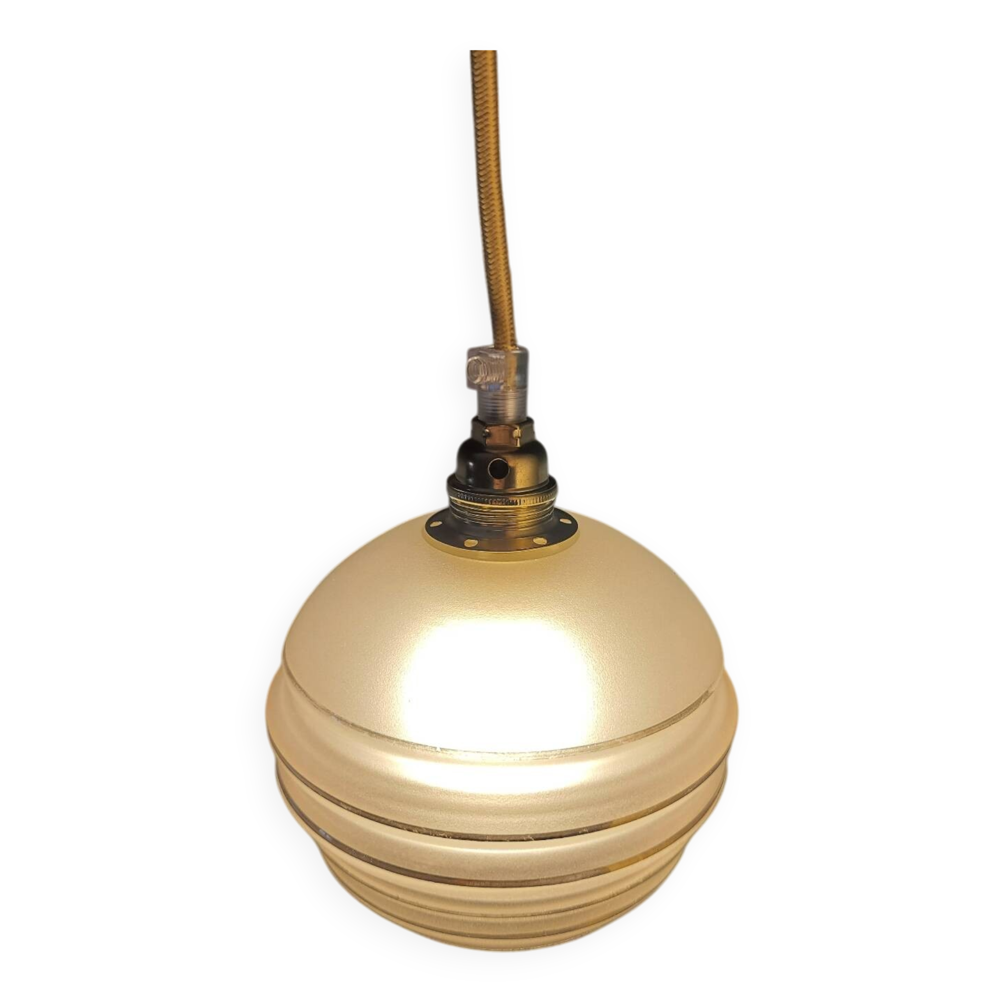 Frosted glass lamp with golden trims