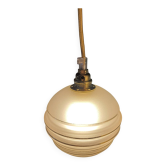 Frosted glass lamp with golden trims