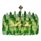 Chandelier contemporain surdimensionné en verre de Murano Poliedro en Venini patiné