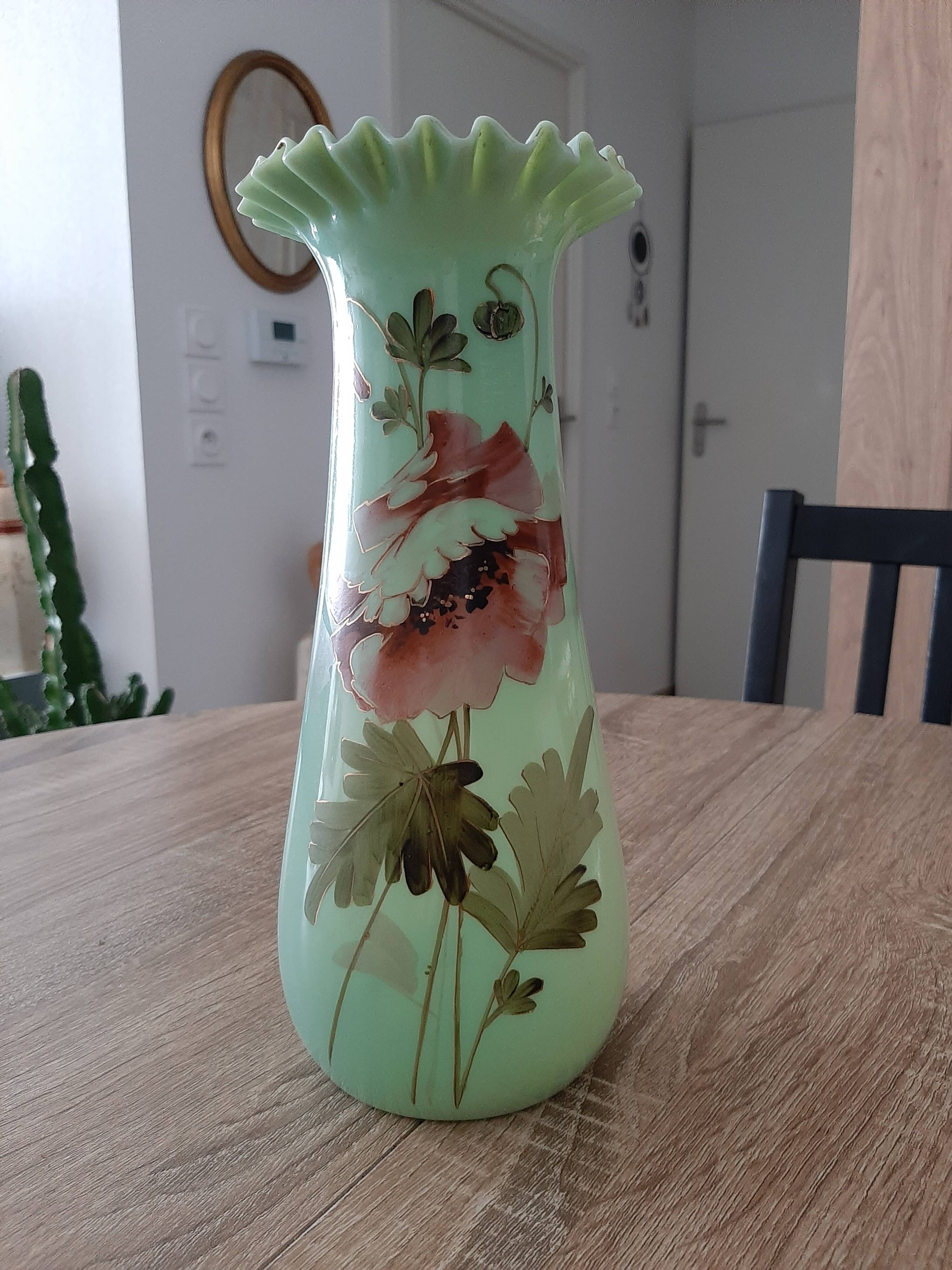 19th-century opaline blown vase