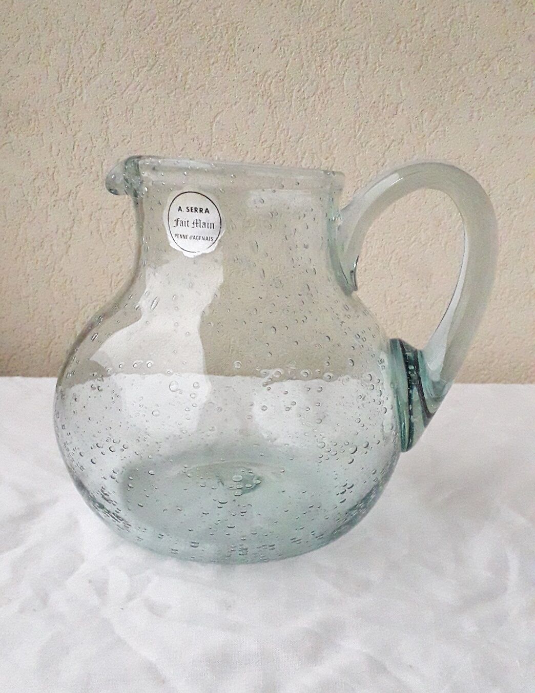 Bubbled glass pitcher