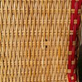 Wicker or rattan armchairs and bamboo